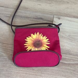 Relic by Fossil Sunflower Print Red Crossbody Bag Leather Boho Festival Prairie